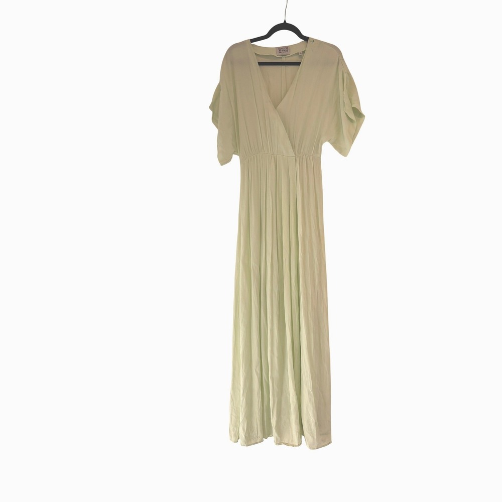 Scotch and Soda sz S lime green V neck short sleeve maxi dress O
